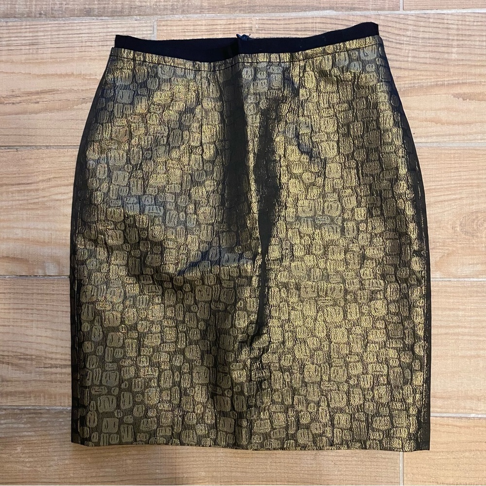 NWT Ann Taylor Loft Metallic Gold Black Skirt Sz. 00P